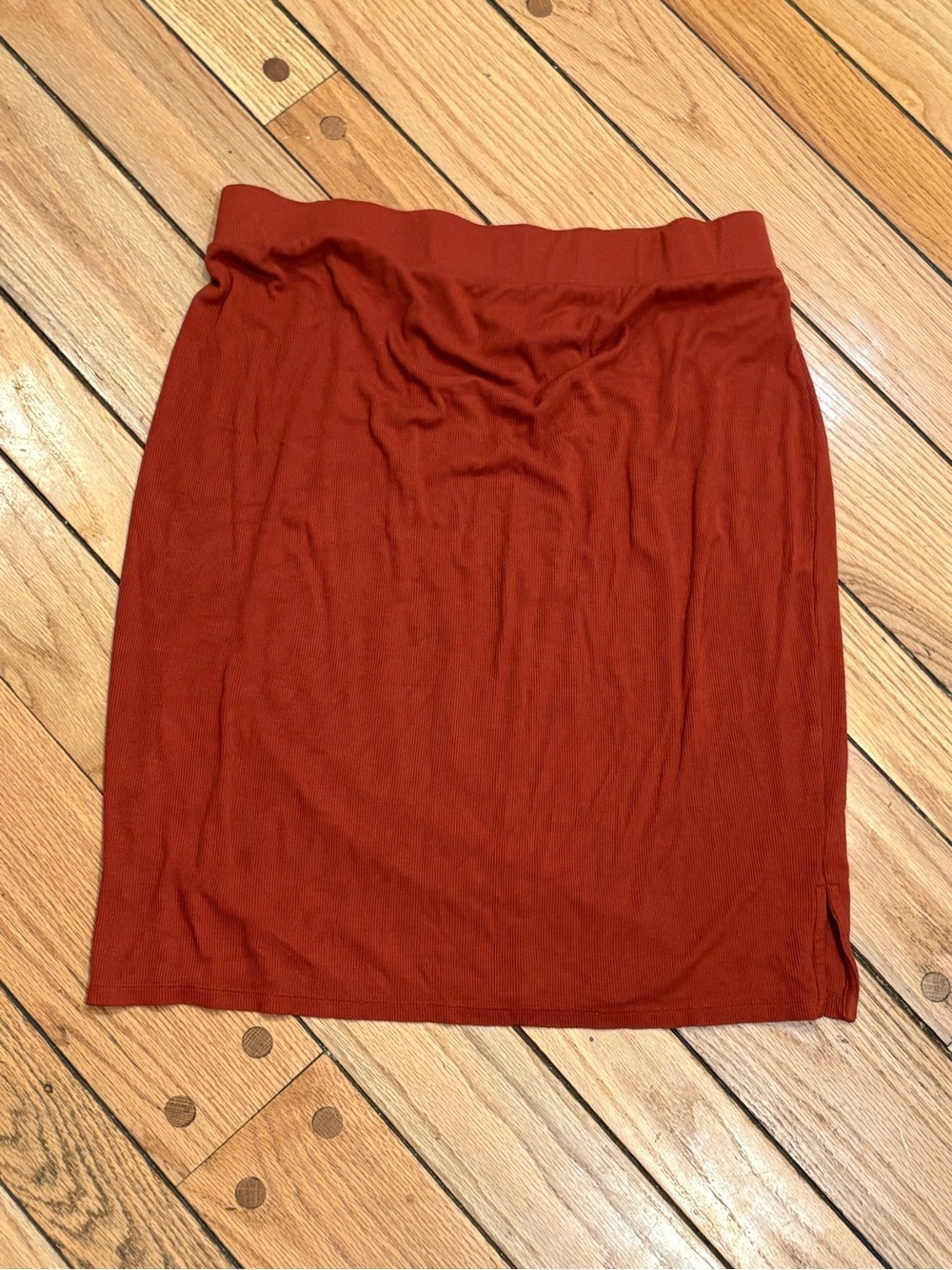 Isabel Rust Orange Stretch Knit Ribbed Pencil Skirt XL maternity